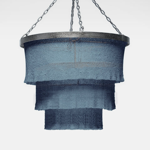 30D X 25H / Dusty Blue Coco Beads / Silver Metal