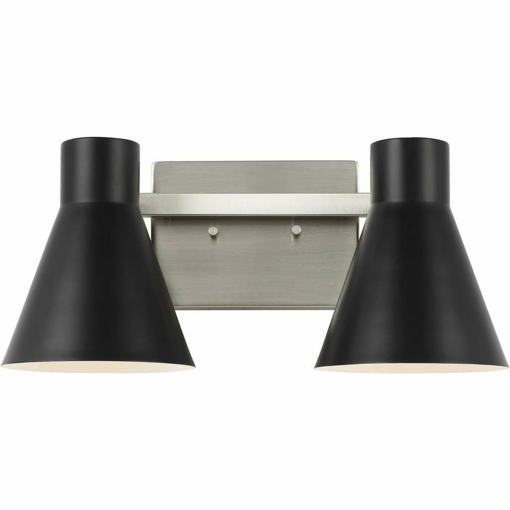 Towner Two Light Vanity | Brushed Nickel/Black