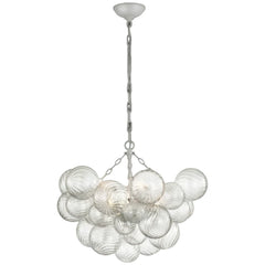 Medium / Plaster White and Clear Swirled Glass