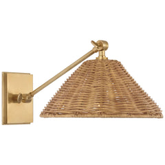 Soft Brass with Natural Wicker Shade