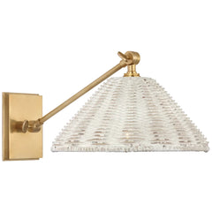 Soft Brass with White Wicker Shade