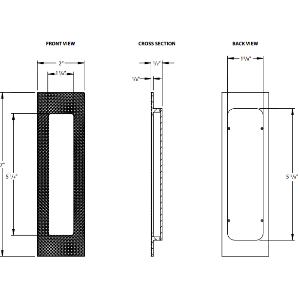 Modern Rectangular Knurled With Plain Pocket Flush Pull - Light House Co.